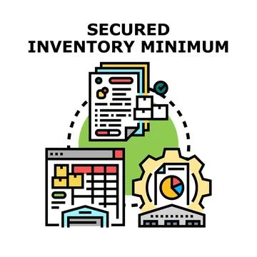 Secured inventory minimum management system concept Stock Illustration