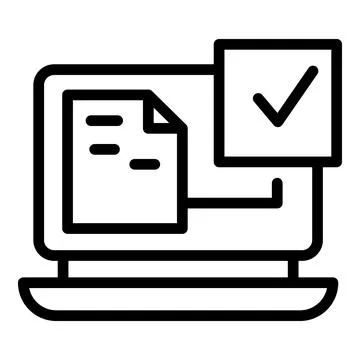 Secured laptop icon outline vector. Factor code login Stock-Illustration