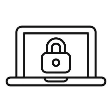 Secured laptop icon outline vector. Cipher data Stock-Illustration
