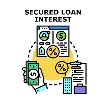 Secured loan interest calculation analyzing financial data Illustrazione stock