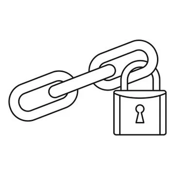 Secured lock icon, outline style Illustrazione stock