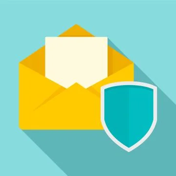 Secured mail icon, flat style Illustrazione stock