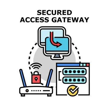 Secured network access gateway protecting online data 스톡 일러스트