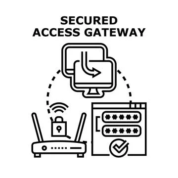 Secured network access gateway protecting online data Stock Illustration