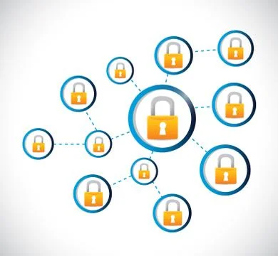 Secured network connection diagram Stockillustratie