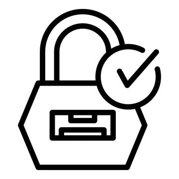 Secured padlock icon outline vector. Step login Stock-Illustration