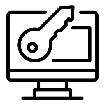 Secured pc remote control icon, outline style Stock-Illustration