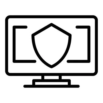 Secured pc vpn icon, outline style Stock-Illustration