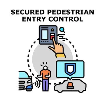 Secured pedestrian entry control system vector illustration Illustrazione stock