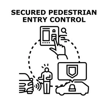 Secured pedestrian entry control system vector illustration Stock Illustration
