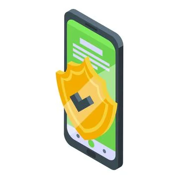 Secured phone icon isometric vector. Data security Stock Illustration