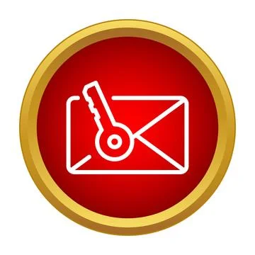 Secured private email communication with key icon 库存插图