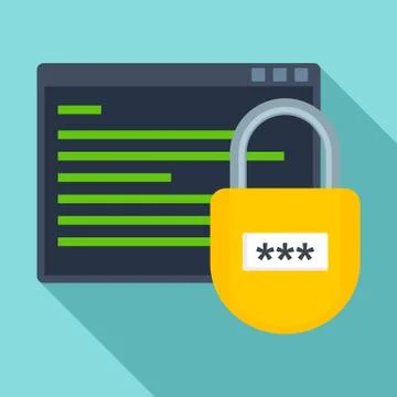Secured program icon, flat style Illustrazione stock