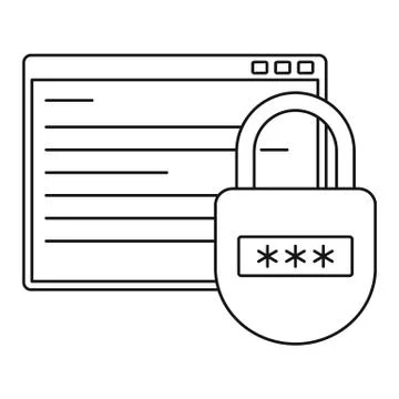 Secured program icon, outline style Illustrazione stock