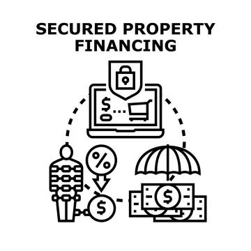 Secured property financing concept protecting assets and investments Illustrazione stock