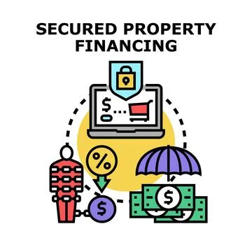 Secured property financing concept protecting assets and investments Illustrazione stock