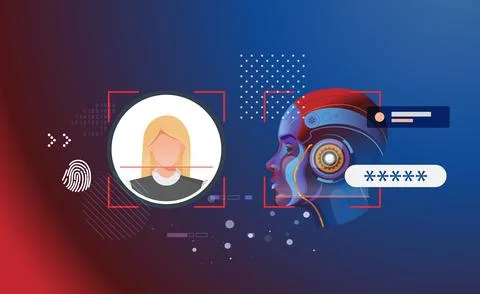 Secured Services with Face Detection Technology and 2 Factor Authentication.. Stock Illustration