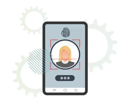 Secured Services with Face Detection Technology and 2 Factor Authentication.. Stock Illustration