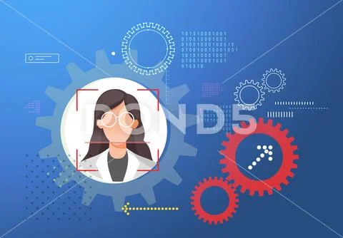 Secured Services with Face Detection Technology and 2 Factor Authentication.. イラスト素材