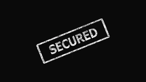 Secured Stamp animation on a transparent background, Secured stamp sign, Secured Video stock 306963709
