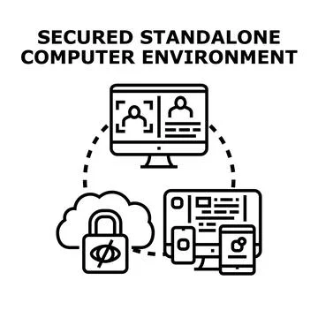 Secured standalone computer environment protecting connected devices Stock-Illustration