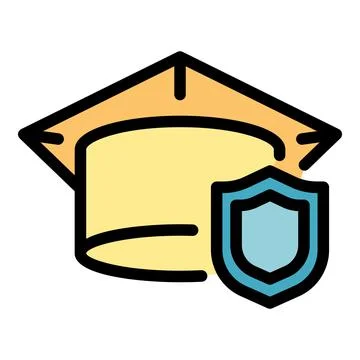 Secured study icon color outline vector Illustrazione stock