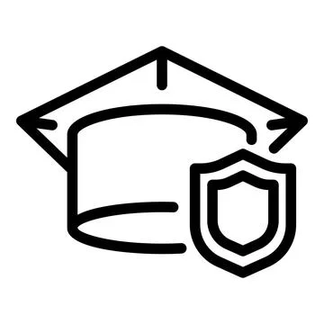 Secured study icon, outline style Illustrazione stock