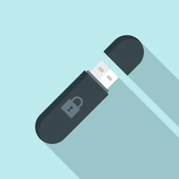 Secured usb flash icon, flat style Stock Illustration