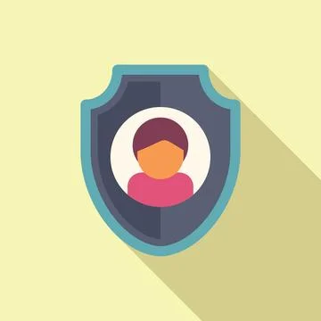 Secured user shield icon flat vector. Two factor authentication Stock Illustration