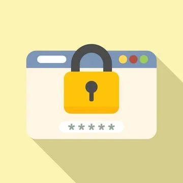 Secured web icon flat vector. Cyber forgot Stock Illustration