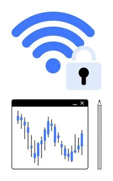 Secured wireless Network for Online Trading and Data Analysis with Privacy .. Stock Illustration
