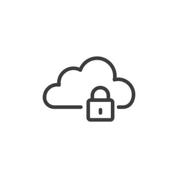 Secured/locked cloud icon on white background Stock Illustration
