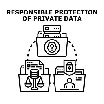 Securely managing private data and information privacy rights 스톡 일러스트