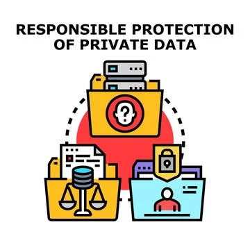 Securely managing private data and information privacy rights Stock Illustration