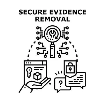 Securing data and evidence removal concept vector Stock Illustration