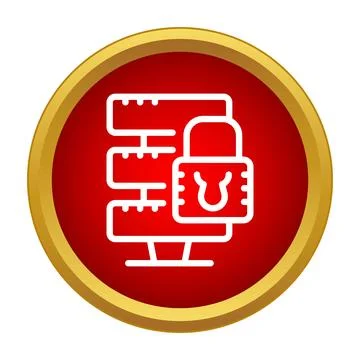 Securing data server system with global padlock icon Stock Illustration