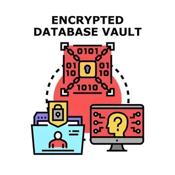 Securing digital data with encrypted database vault concept Stock Illustration