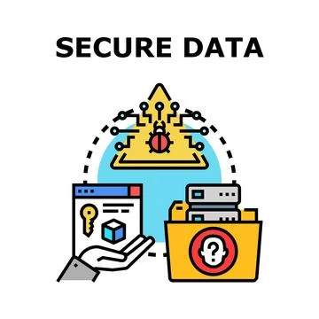 Securing digital data storage and protecting information privacy Illustrazione stock