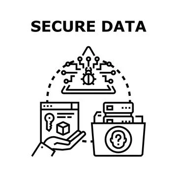 Securing digital data storage and protecting information privacy Stockillustratie