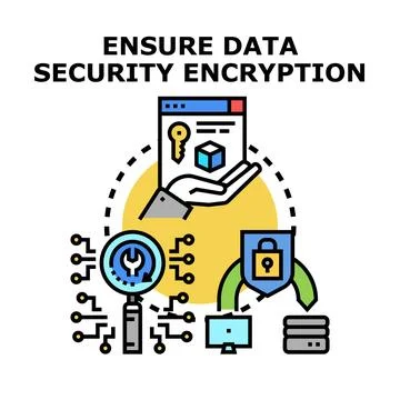 Securing digital information with encryption and cyber protection Stock Illustration
