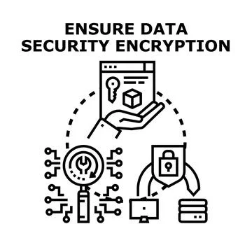 Securing digital information with encryption and cyber protection Stock Illustration