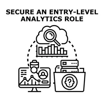 Securing entry level analytics role opportunity process Illustrazione stock