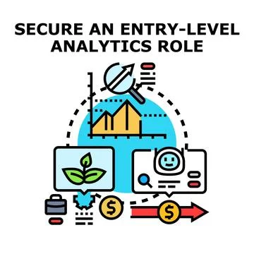 Securing entry level analytics role opportunity career path Stock Illustration