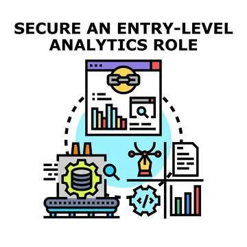Securing entry level analytics role opportunity and data career Illustrazione stock
