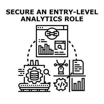 Securing entry level analytics role opportunity and data career Stock Illustration