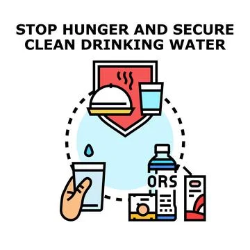 Securing food and clean drinking water supply concept Stock Illustration