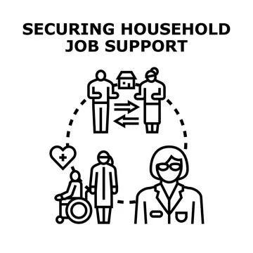 Securing household job support services concept Stock Illustration