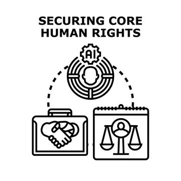 Securing human rights and ai ethics with justice Stock Illustration