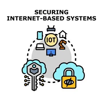 Securing internet based systems cloud security concept Stock Illustration