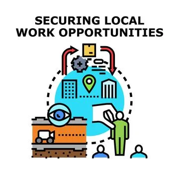 Securing local work opportunities concept vector Stock Illustration